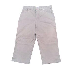 Gloria Vanderbilt Amanda Skimmer Jeans Embellished Cropped Denim Beige Size 6